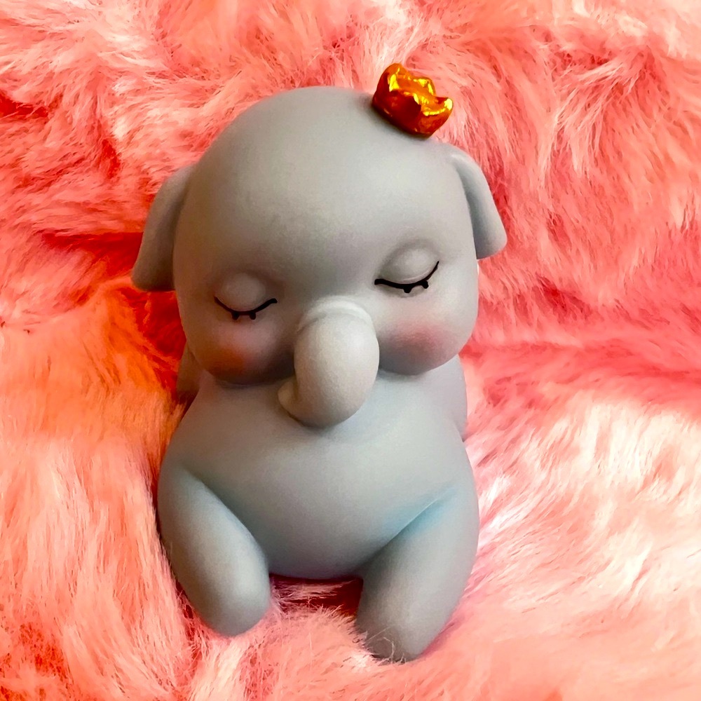Adorable Blue Elephant Action Figure with Gold Crown - Picture 1 of 2